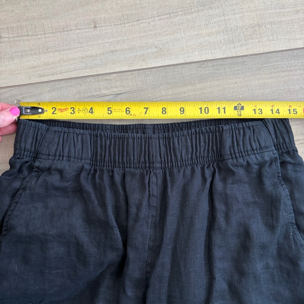 C&C California Black High Rise Linen Wide Leg Ankle Length Pull On Pants M - Picture 7 of 9
